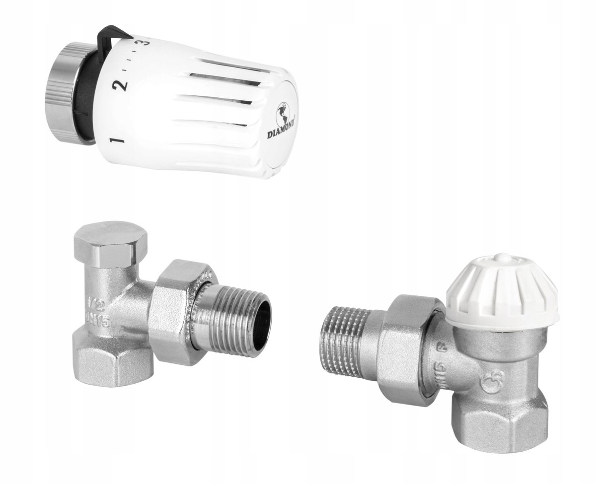 Merkloos Hoek thermostatische radiatorset met thermostatische kranen DN15