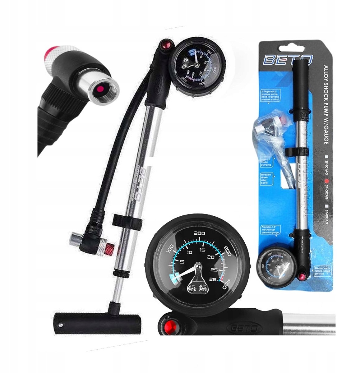 Merkloze fietspomp voor dempers - 400 PSI / 28 bar met manometer