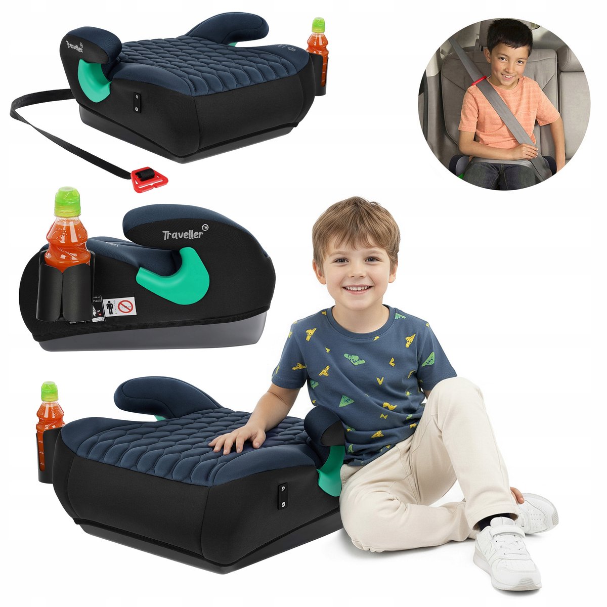 Kinder autostoelverhoger R129 125-150 cm zwart-grijs