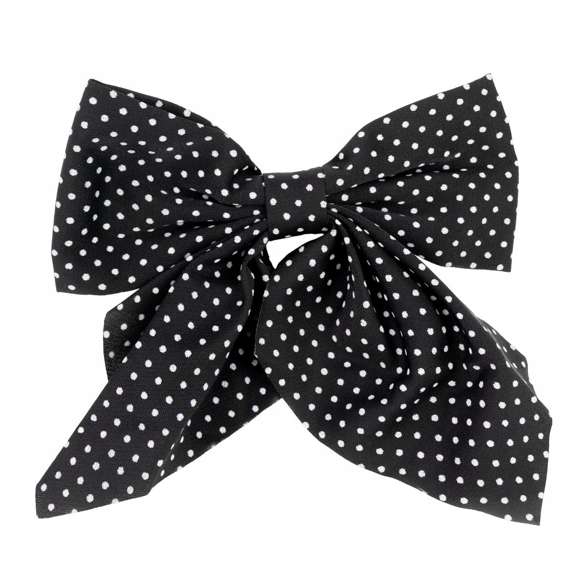 Elegante haarstrik met clip - klassiek zwart met stippen