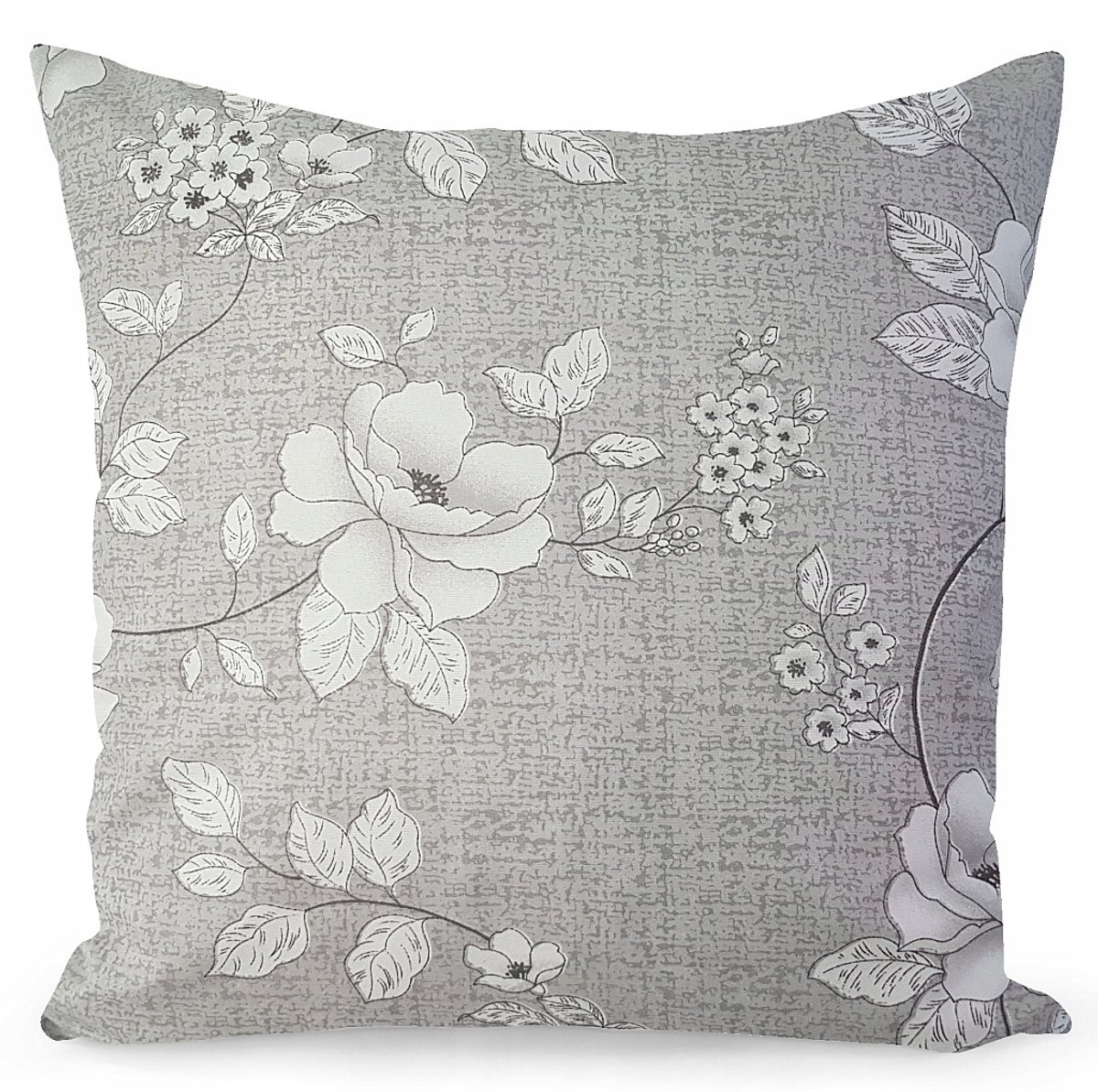 Mariall Decoratieve Kussensloop 40x40cm Bloemen Zacht Polyester Grijs-wit