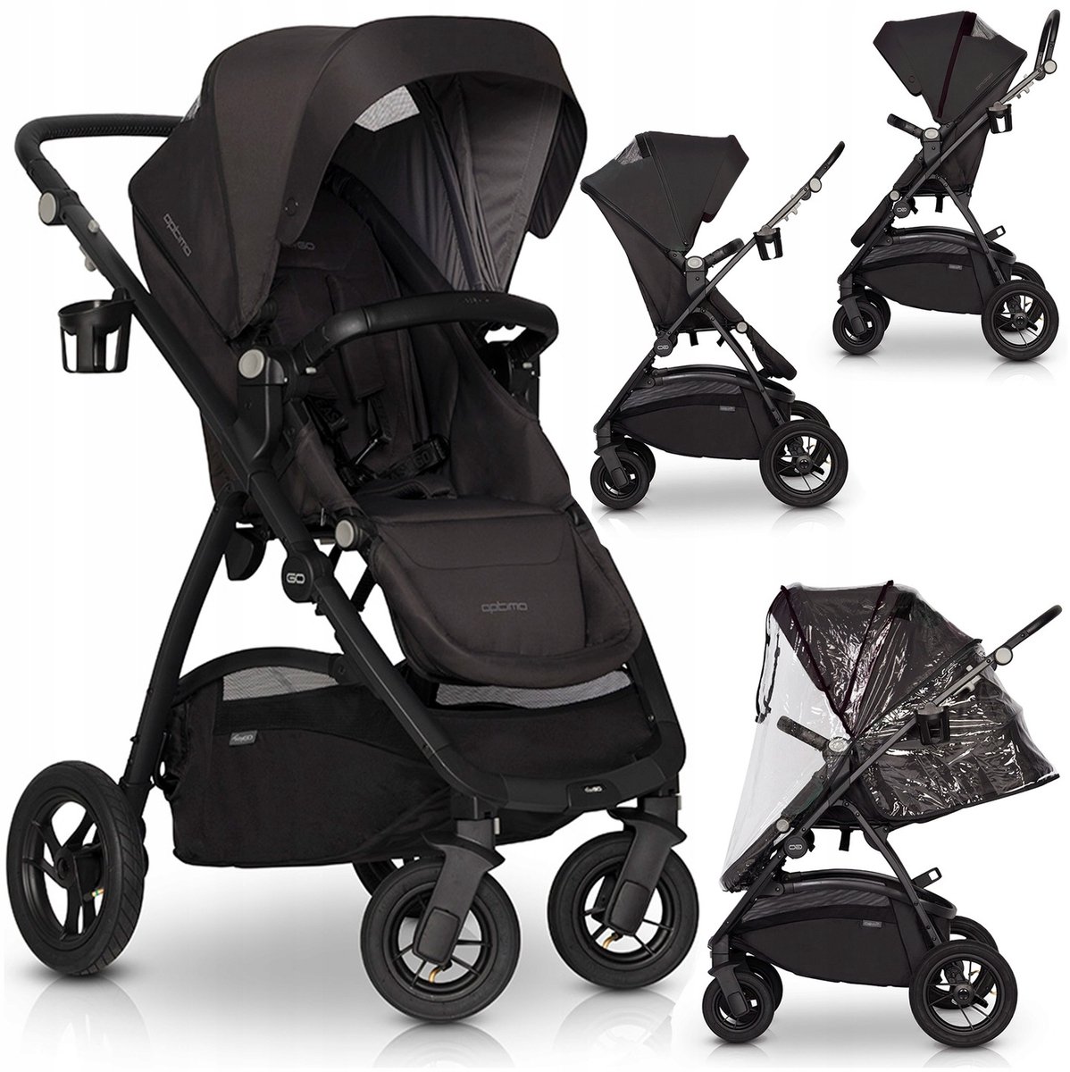 EasyGo Optimo Air Kinderwagen - Omkeerbaar Zitting, Luchtbanden