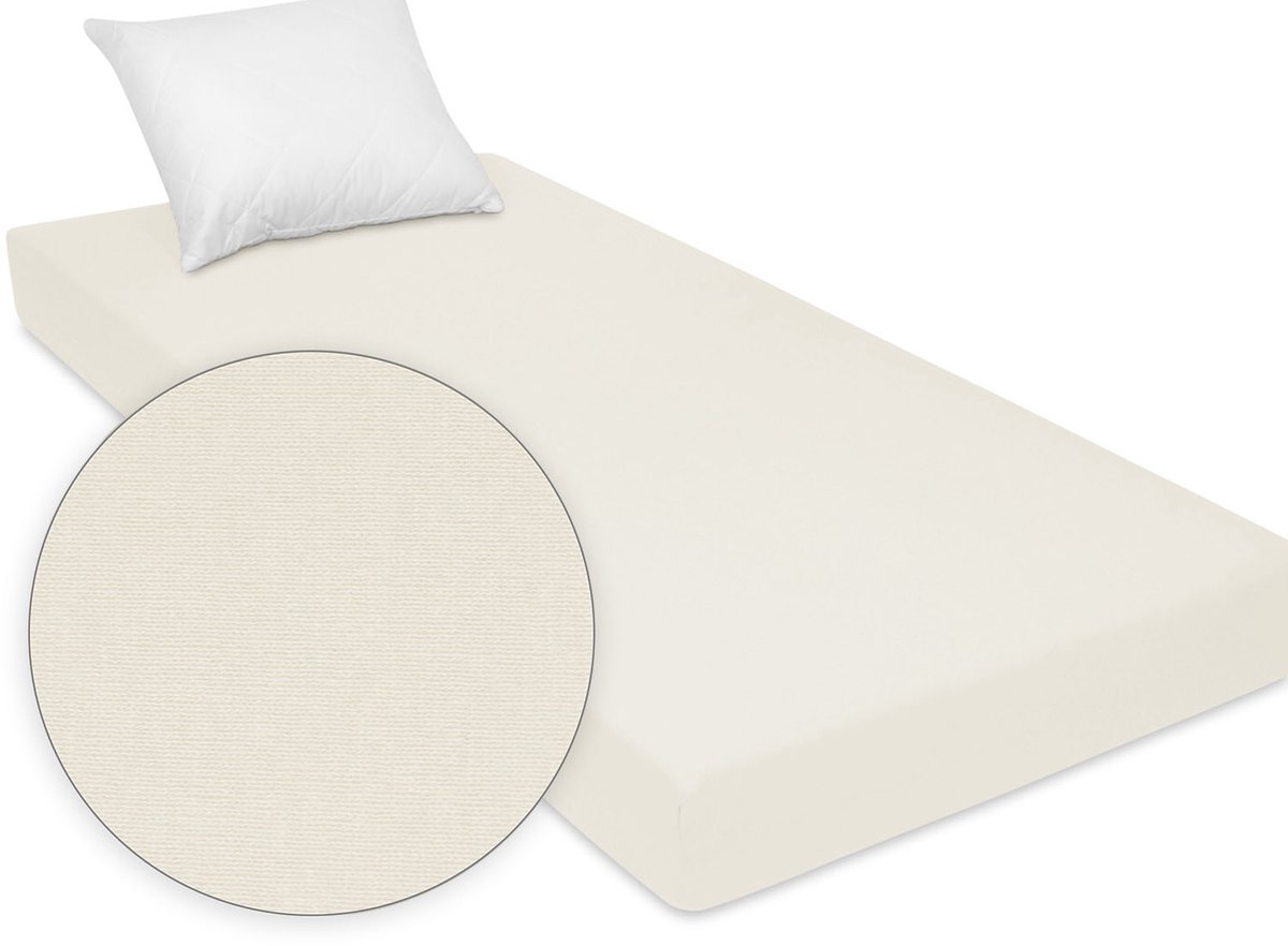 Hoeslaken Jersey 90x180 cm - Ecru - Katoen met Elastiek