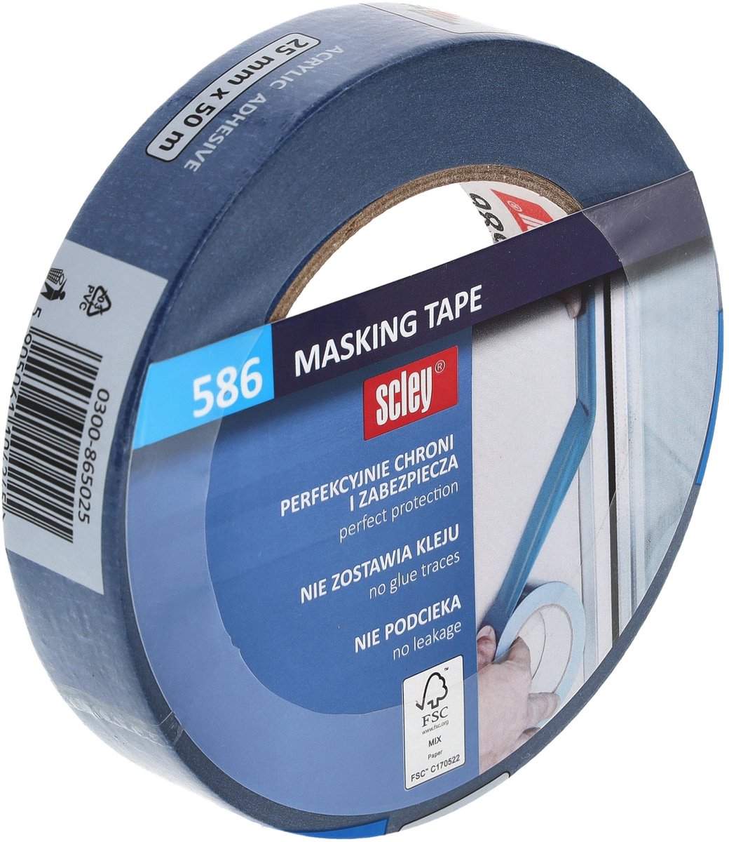 Scley Blauwe Sign Tape 586-serie (25 mm x 50 m) - FSC-gecertificeerd