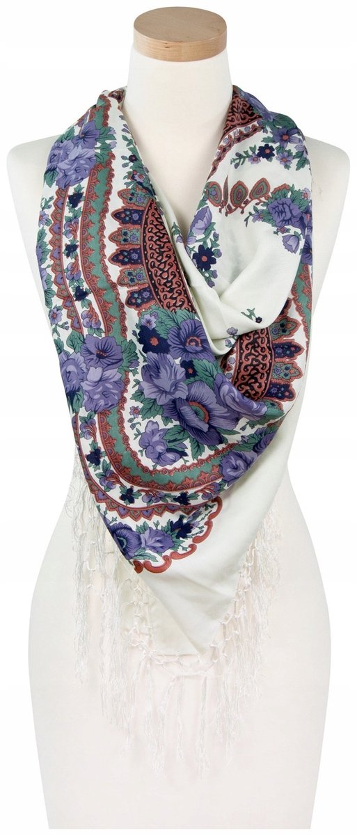 Folk Love Sjaal - Grote Bergstijl met Franjes en Bloemen
