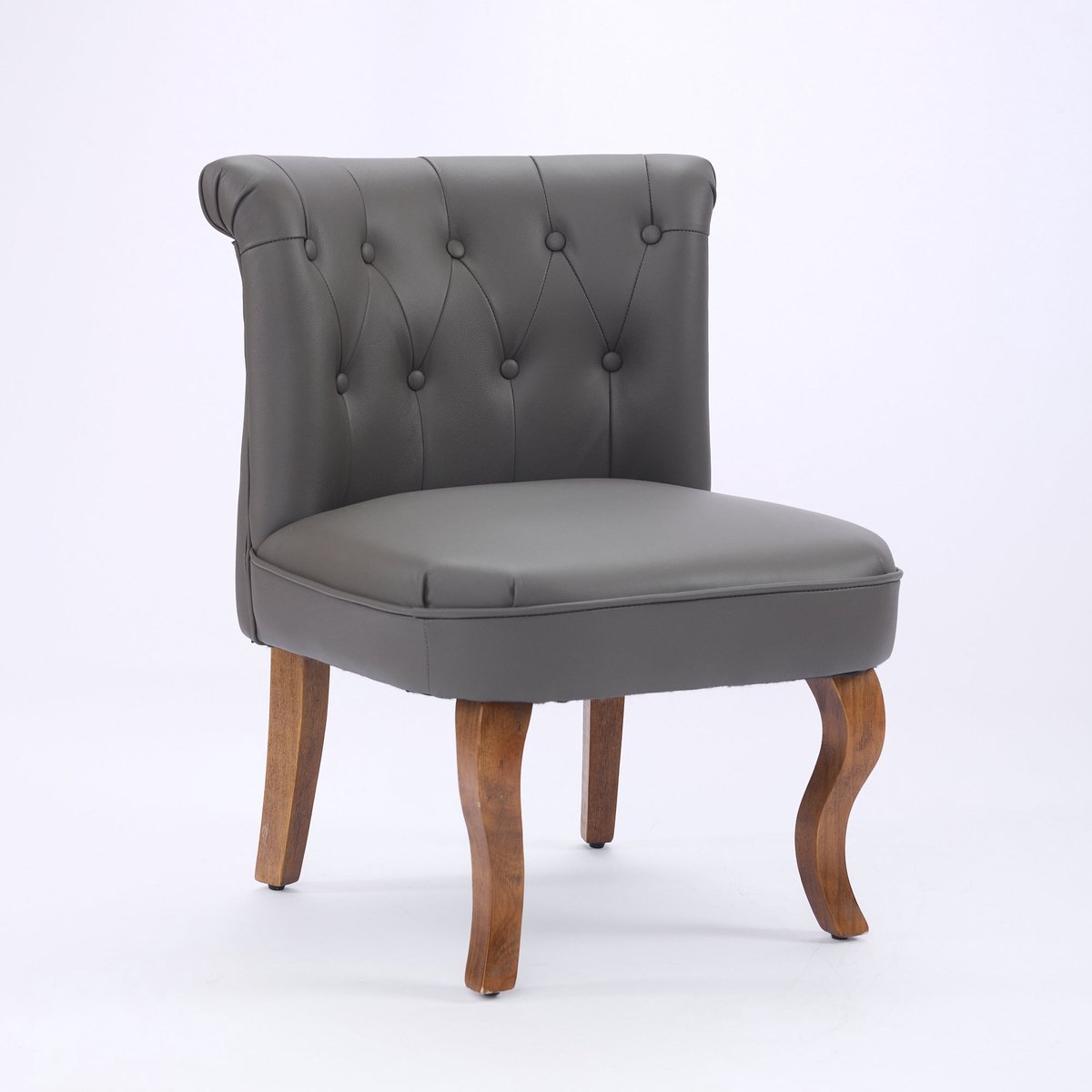 Merax Leren Loungestoel Grijs – Echtleder Fauteuil met Massief Rubberhouten Poten – Comfortabele Accentstoel voor Woonkamer Slaapkamer en Lounge