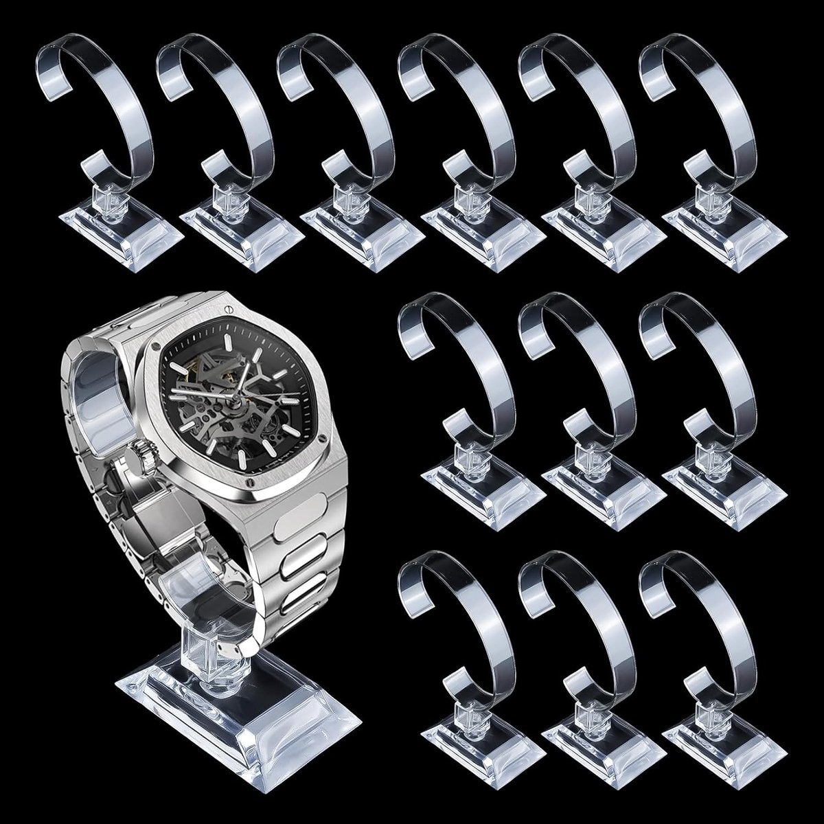 12 Stuks Acryl Horloge Stand - Transparante Horloge Houder - Tentoonstellingsstand voor Horloges en Armbanden - C-Vormige Horloge Stand