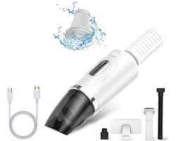 Draadloze Handstofzuiger – Krachtige Zuigkracht 6000Pa – Oplaadbare Mini Stofzuiger – Voor Auto, Huis en Meubels – Wit