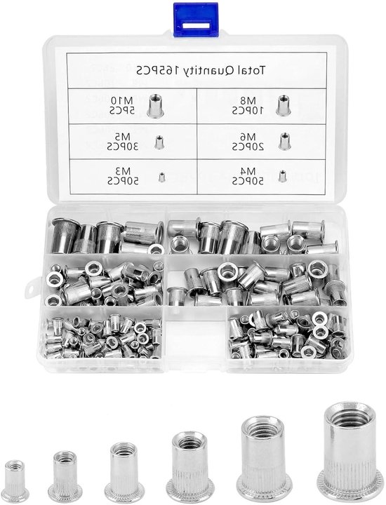 100 Stuks Klinknagelmoeren Set, Verzinkt Koolstofstaal Insteekmoeren Schroefdraad Bevestigingsonderdelen 100 Stuks Klinknagelmoeren Set, Verzinkt Koolstofstaal Insteekmoeren Schroefdraad Bevestigingsonderdelen