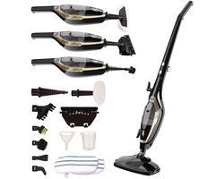 AG Stoomreiniger – 10-in-1 Steam Cleaner – Handstomer – Kledingstomer – Handstoomreiniger – Dieptereiniging voor Vloeren, Badkamer, Tegels, Ramen & Textiel – Vlekkenreiniger – 1500W – 115°C – Inclusief 13 Accessoires – Black Gold Edition