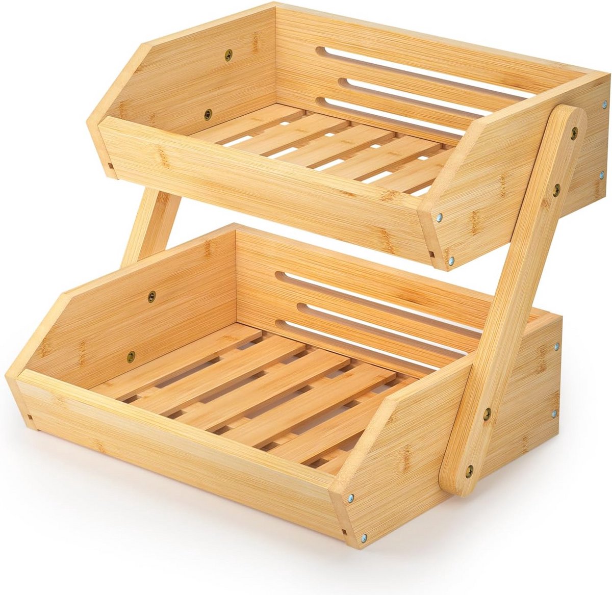 2-Tier Bamboe Fruit Mandhouder – Duurzaam en Functioneel
