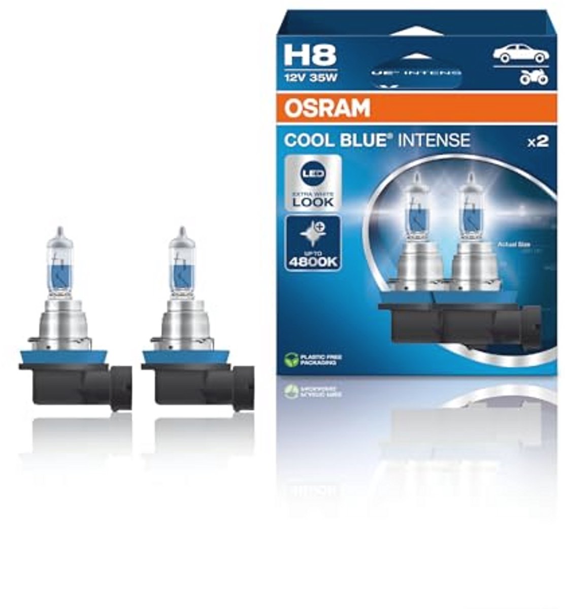 Halogeen Koplamplamp H8 met LED Look - tot 4800K - Duo Box (2 Lampen)