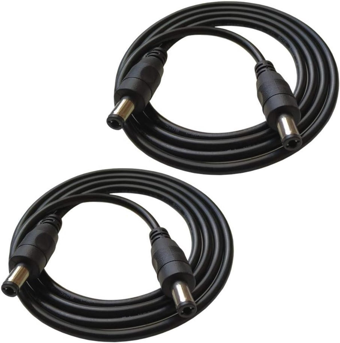 Stekker naar stekker verlengkabel 2,1 mm/2,5 mm DC 100 cm - Zwart