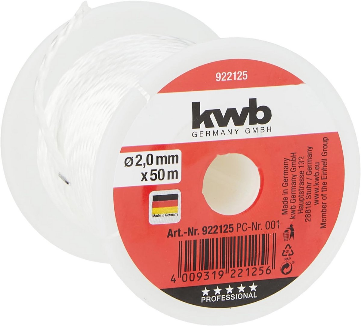 Metselaarsnoer 50 meter - Wit Nylon Richtsnoer voor Bestrating en Metselwerk - Scheurvast en Belangrijk Gereedschap