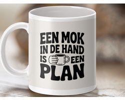 Mok Een Mok in de Hand is een Plan, Koffie Mok, Retro Mok, Grappige Mok, Cadeau voor Koffieliefhebber, Inspirerende Spreuk Mok, Trendy Mok