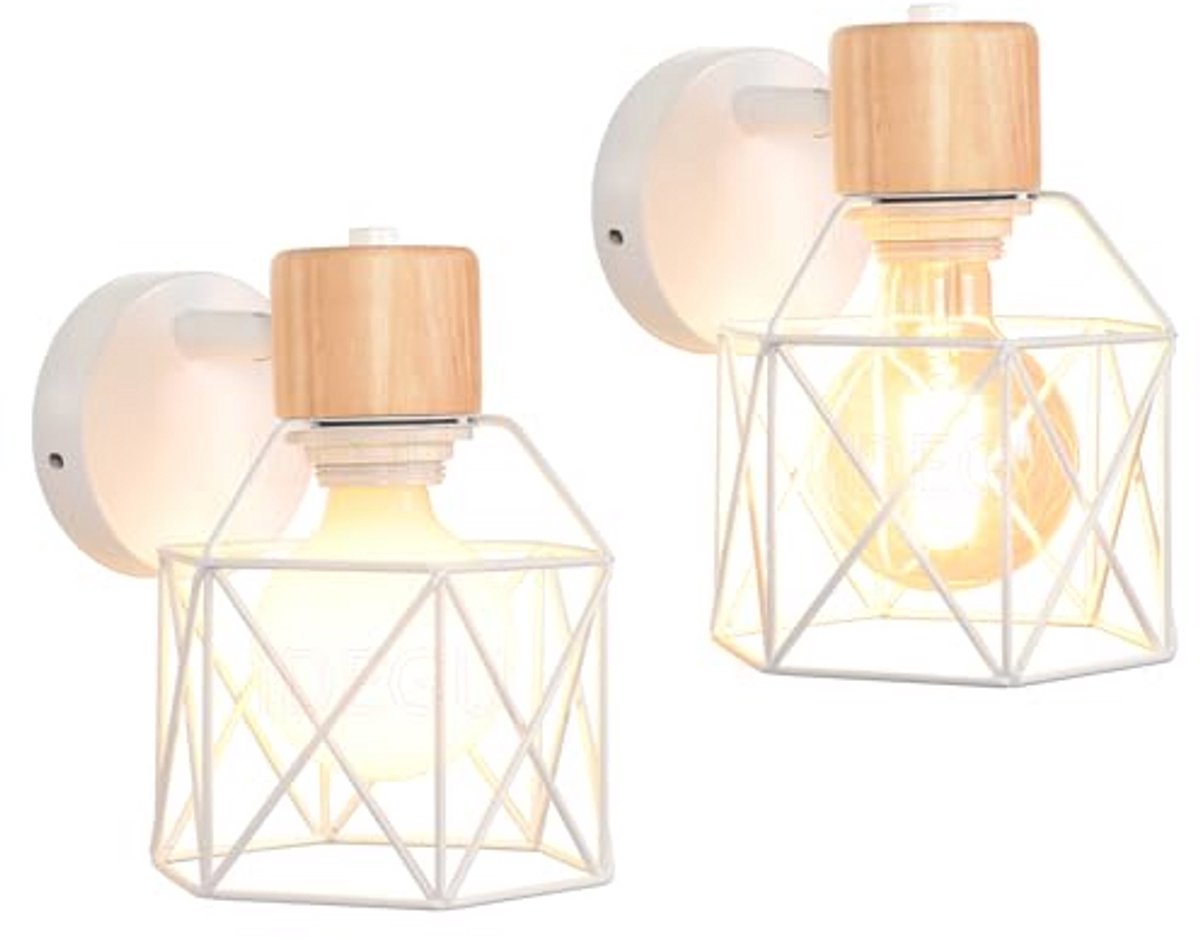 Set van 2 industriële wandlampen - verstelbare kooi-design verlichting voor vintage binneninrichting