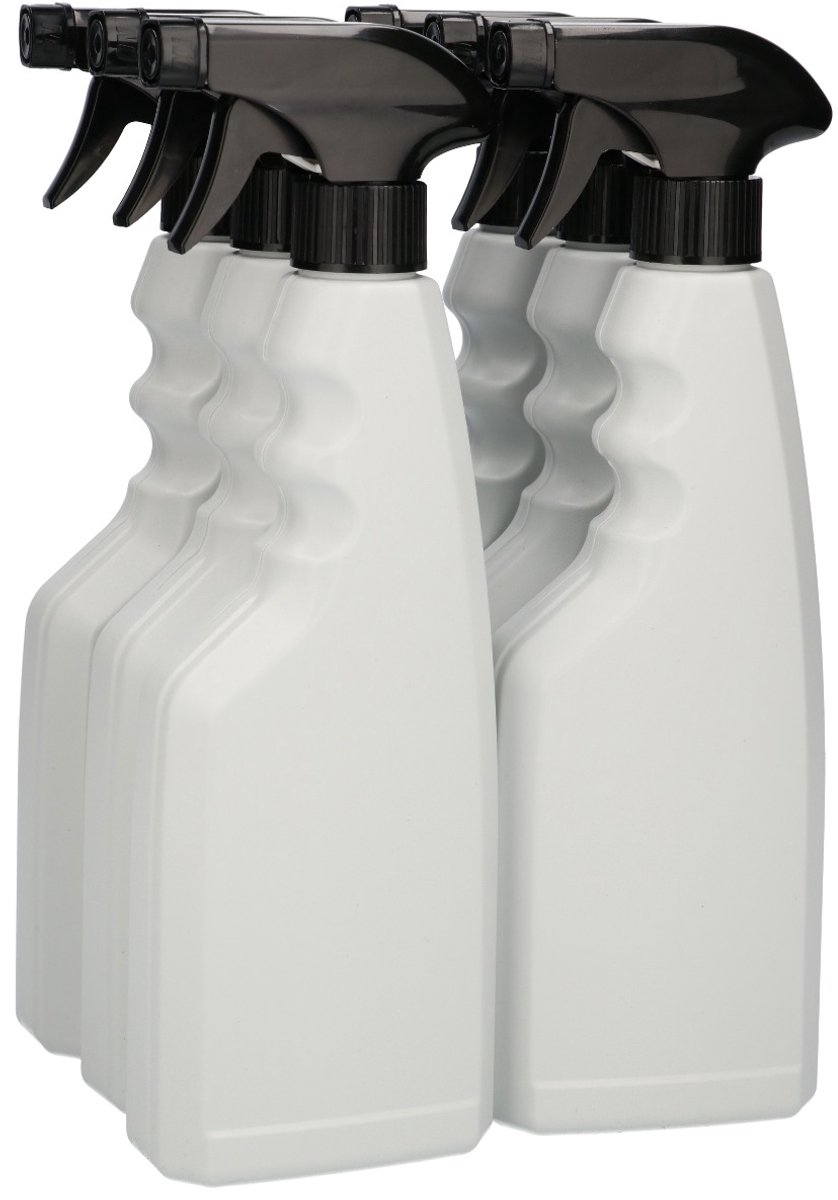 6 x Gerecyclede Sprayfles 500ml met Triggerspraypomp zwart- Gerecycled HDPE Kunststof - Onbreekbaar - ca. 70% minder Co2 uitstoot door gerecycled materiaal - 6 stuks