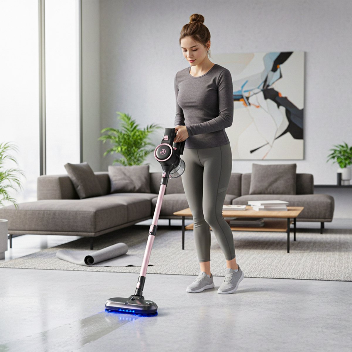 AG4200+ Steelstofzuiger Draadloos – Met Dweilfunctie 2 in 1 – Rose Gold – Krachtige Stofzuiger Zonder Zak – Geschikt voor Dierenharen – Compact & Lichtgewicht Kruimeldief – foto 5
