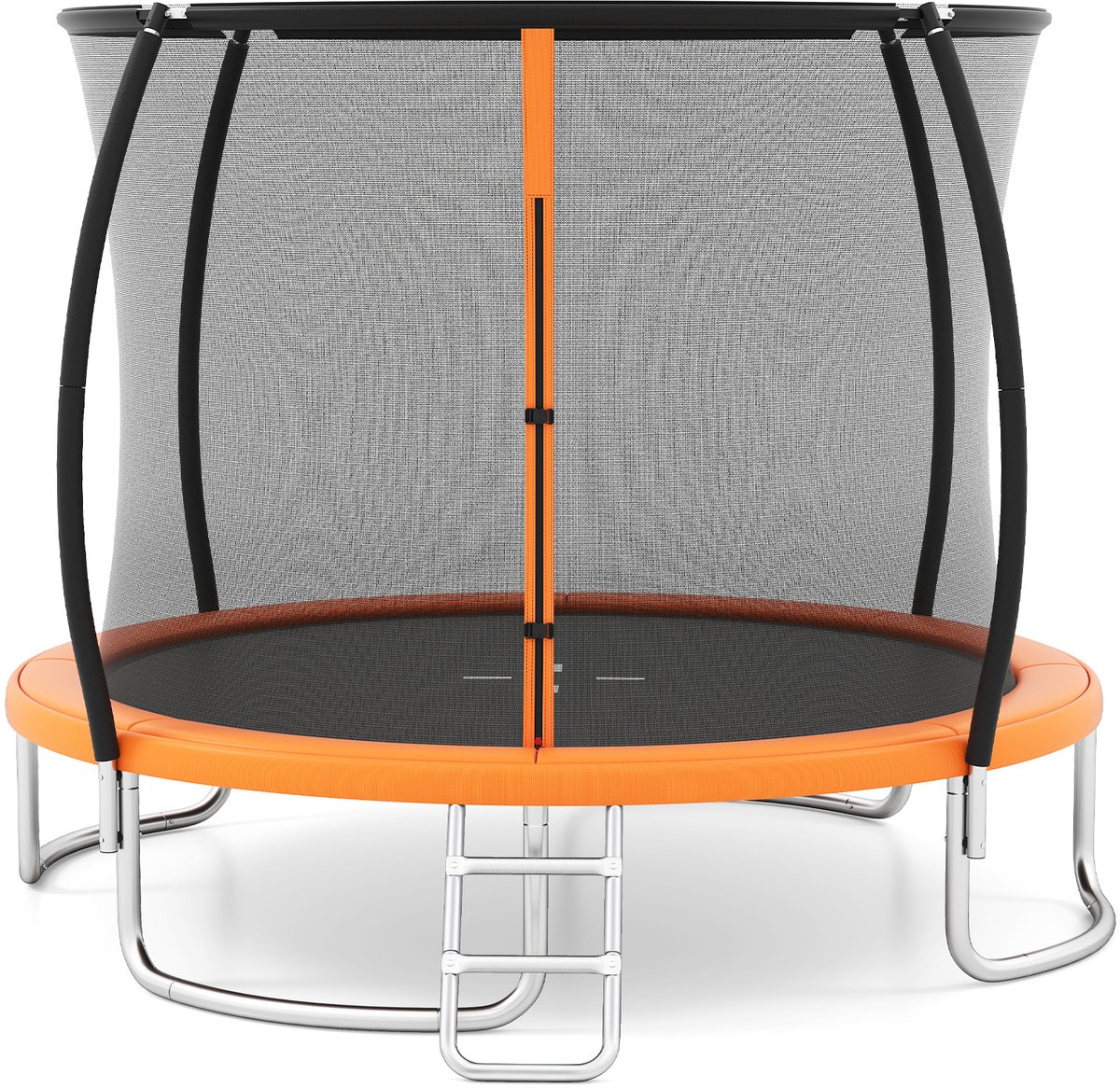 COSTWAY Ø 305 cm trampoline met ladder, tuintrampoline rond met veiligheidsnet, randafdekking en metalen frame, kindertrampoline, complete set voor kinderen en volwassenen van Costway