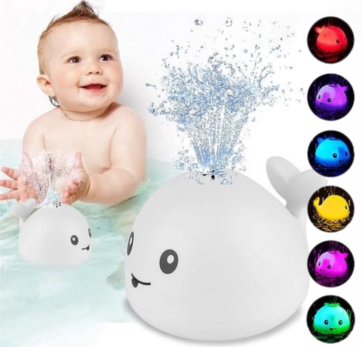 Mini Badwalvis - Bad Walvis - Badspeelgoed - Lichtjes - Badspeeltjes - Waterspeelgoed - Speelgoed - Baby Speelgoed - Baby Zwembad - Speelgoed 3 Jaar - Speelgoed 4 Jaar - Speelgoed Baby - Baby