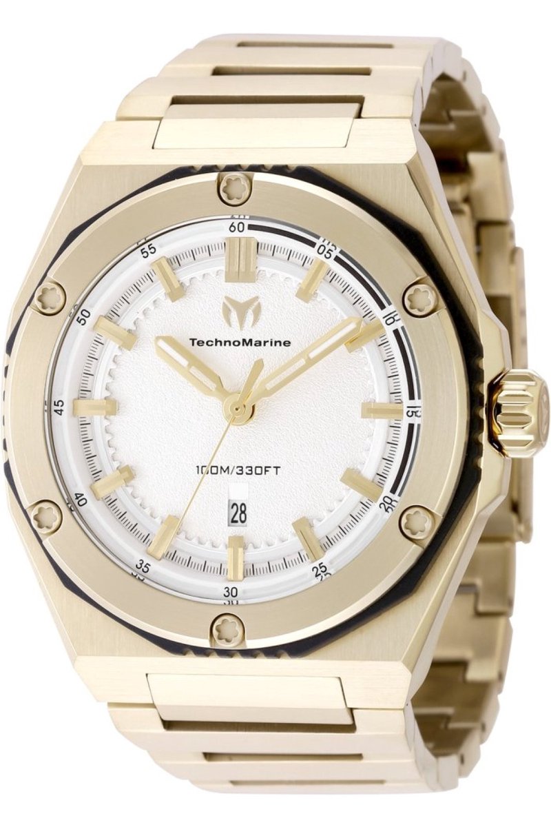 TechnoMarine CORAL - Legacy TM-416077 Heren Horloge - Waterdicht - Analoog - Quartz Uurwerk - Roestvrij Staal met zilveren Wijzerplaat - 45mm