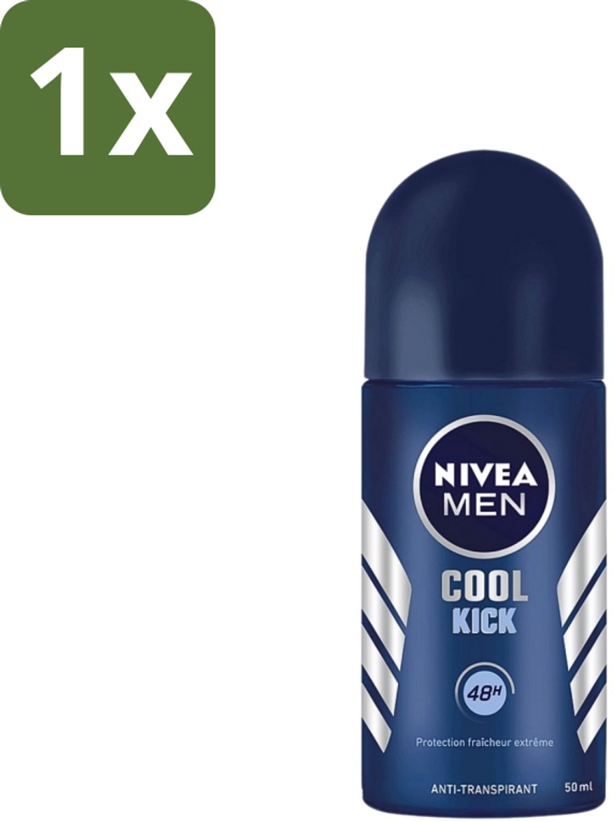 1 x Nivea - Cool Kick - Mannen Rollerdeodorant - 48 Uur Lang Werkend - 50 ml - 48 Uur Anti-transpirant Bescherming - Cool Kick - Mannen Rollerdeodorant - Frisheid - Zweetbestendig
