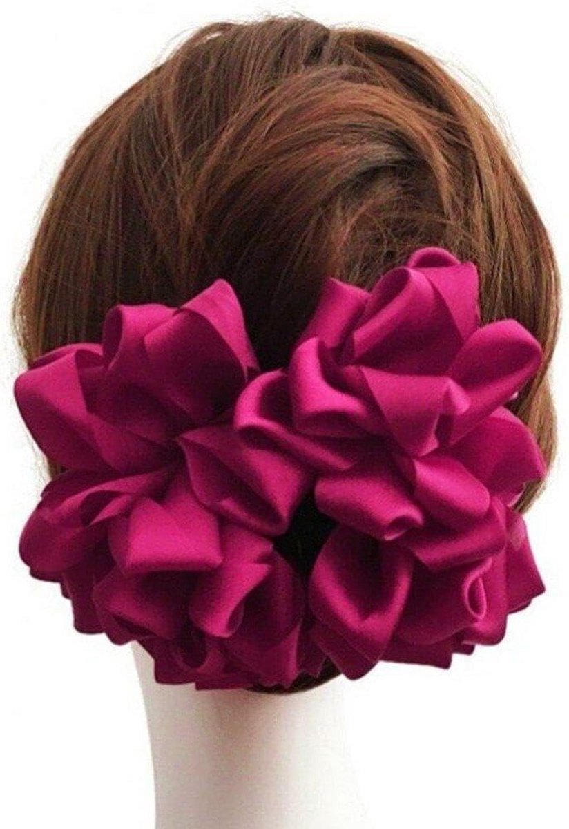 Grote Zijden Bloemen Haarstrik - Stijlvolle Haarspeld voor Dames en Meisjes