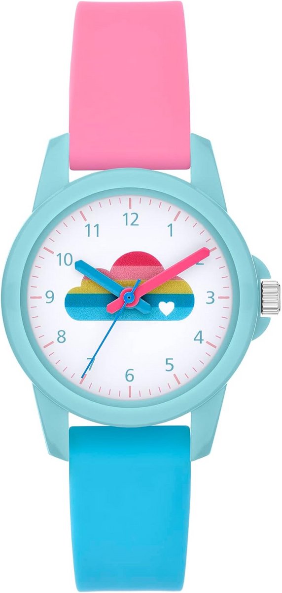 Kindhorloge met Siliconen Band - Leren Tijd Lezen - Waterdicht - Inclusief Etui