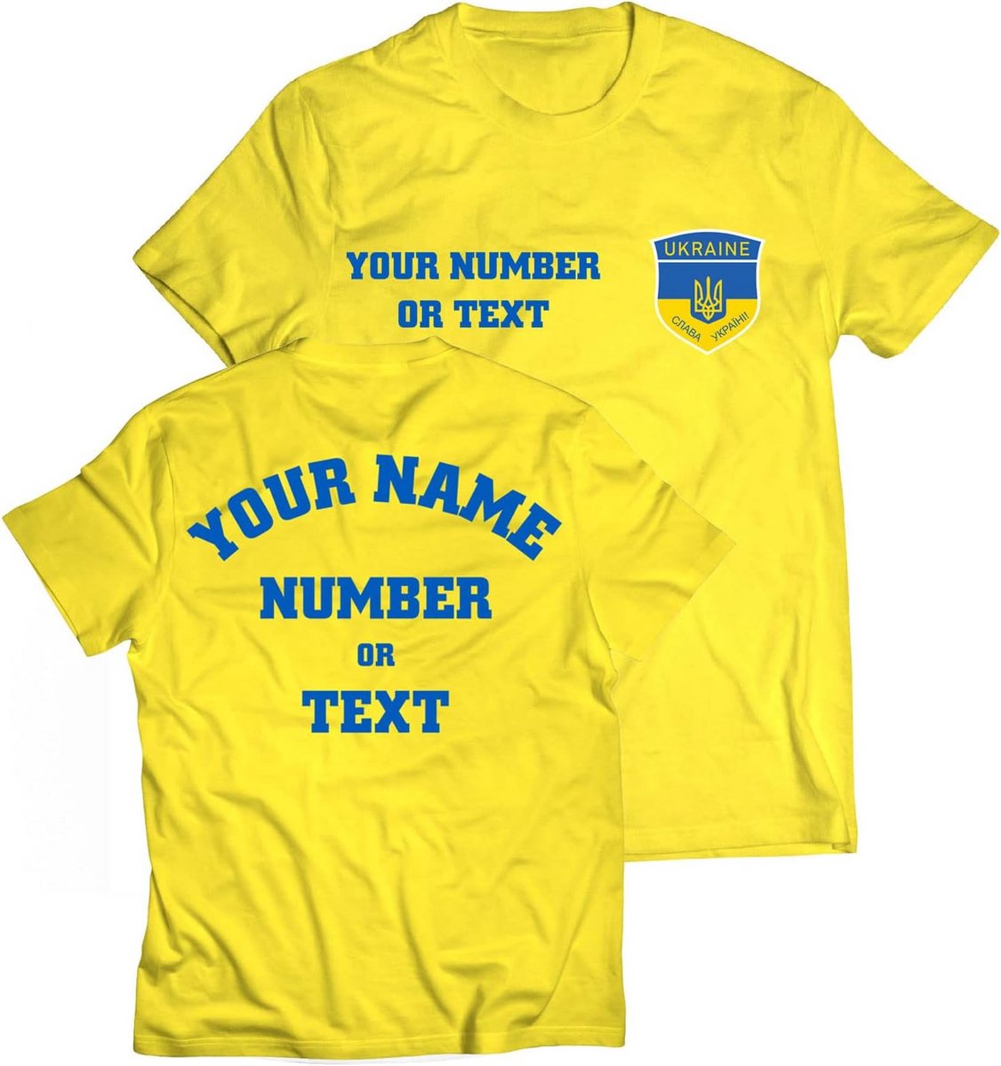Mannen T-shirt met Oekraïense Vlag en Badge - Voetbalshirt met Personalisatie