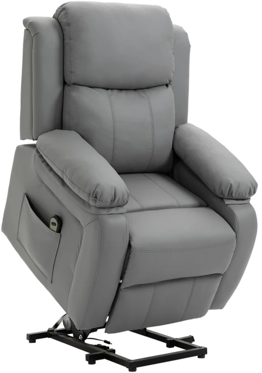 Elektrische Relaxfauteuil met Liftfunctie - Sta-opstoel - Seniorenstoel - Kantelbaar tot 160° - Verstelbare Rugleuning - tot 130 kg - met Afstandsbediening, Voetensteun - Relaxstoel - TV Stoel - Grijs