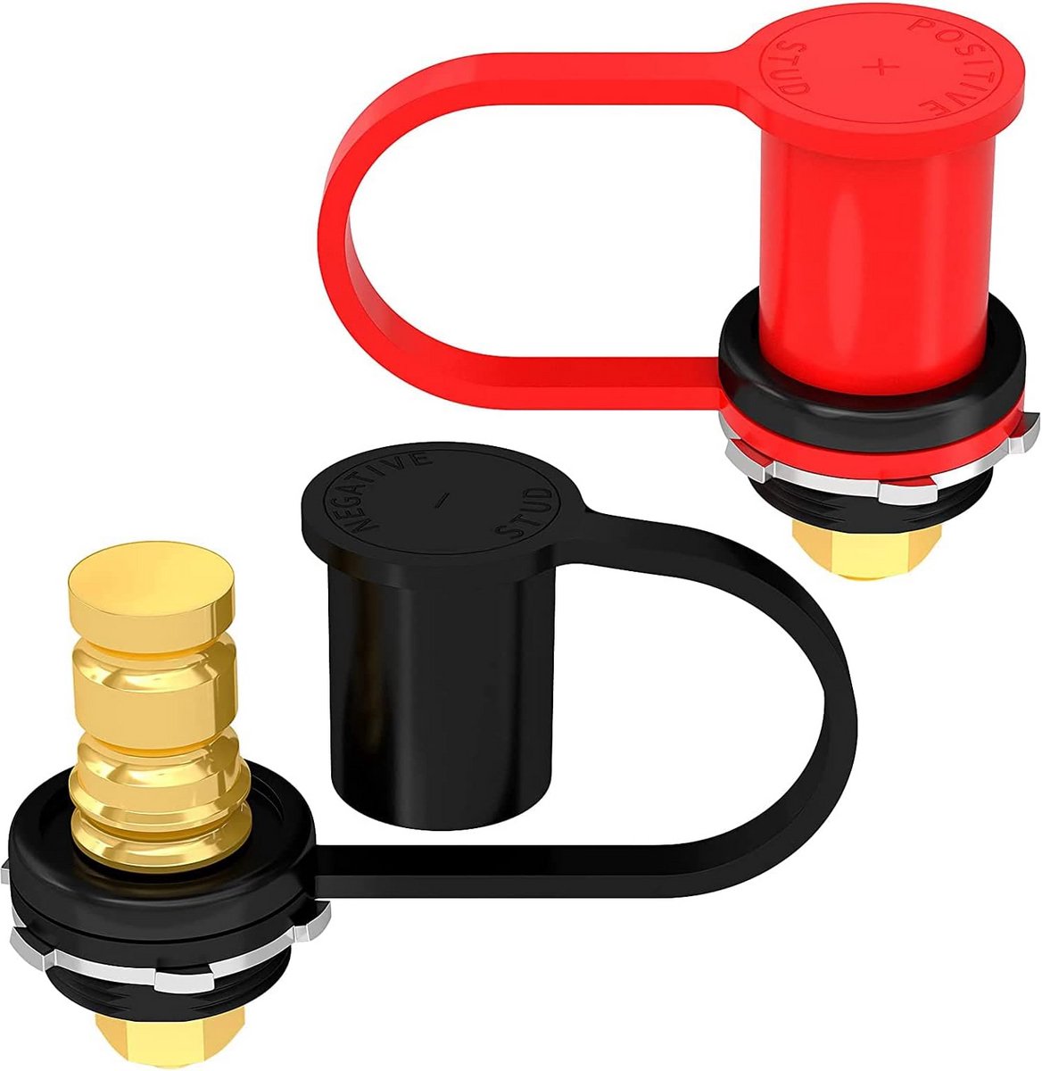 2x M10 Batterij Aansluitpost 250A met Waterdichte Dop voor Auto, Vrachtwagen, Boot