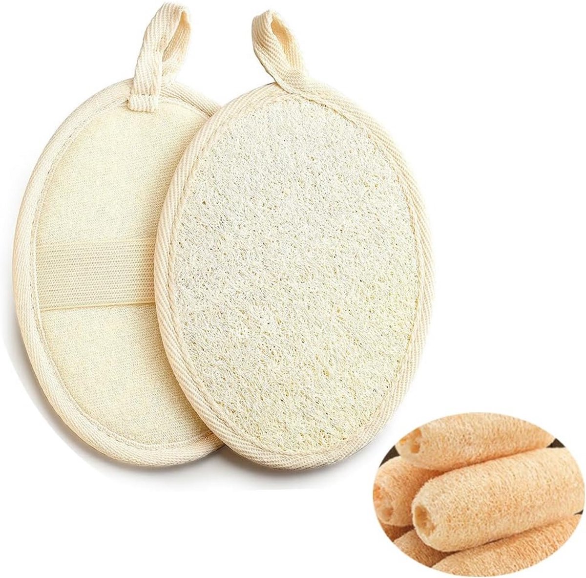 Exfoliërende Loofah Spons voor Lichaam (2 Stuks) - Natuurlijk en Biodegradeerbaar