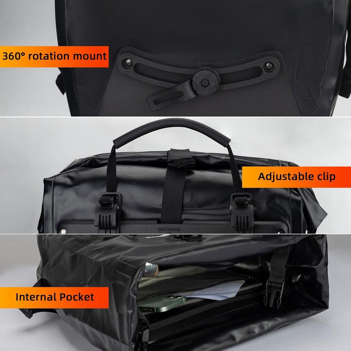 Waterdichte Fietstas Achterop 25L - Grijze Bagagezak — cadeau in Sport & Outdoor - foto 7