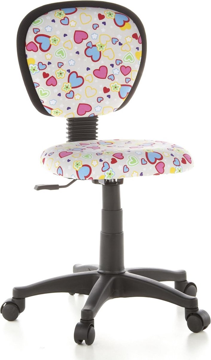 Kinderbureau Stoel - Draaistoel Rugleuning - Studeren Thuis - Traploze Hoogteverstelling - 90 cm Hoog - Hart Bloem