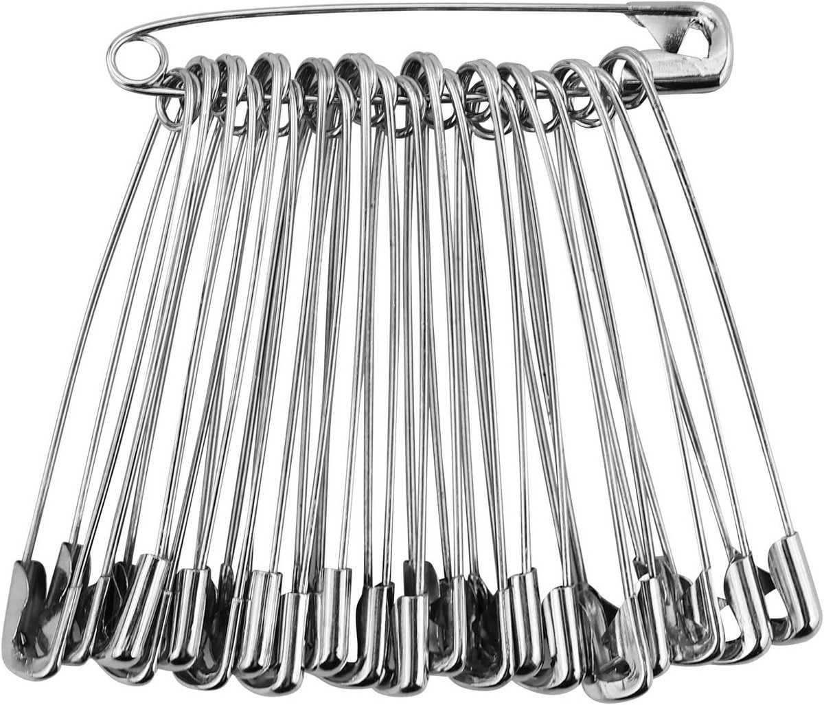 30x Extra Grote Veiligheidsspelden 8.5 cm Zilver - Sterke Metalen Prikspelden voor Handwerk en Vastzetten