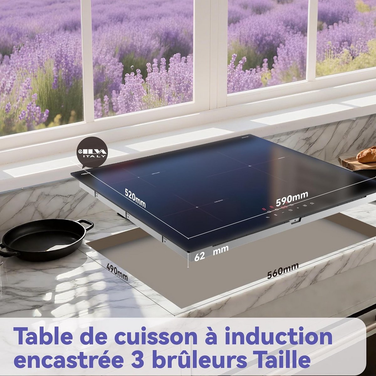 Inbouw Inductiekookplaat Zwart - 3 Zones - Hob met Touch Control en Timer