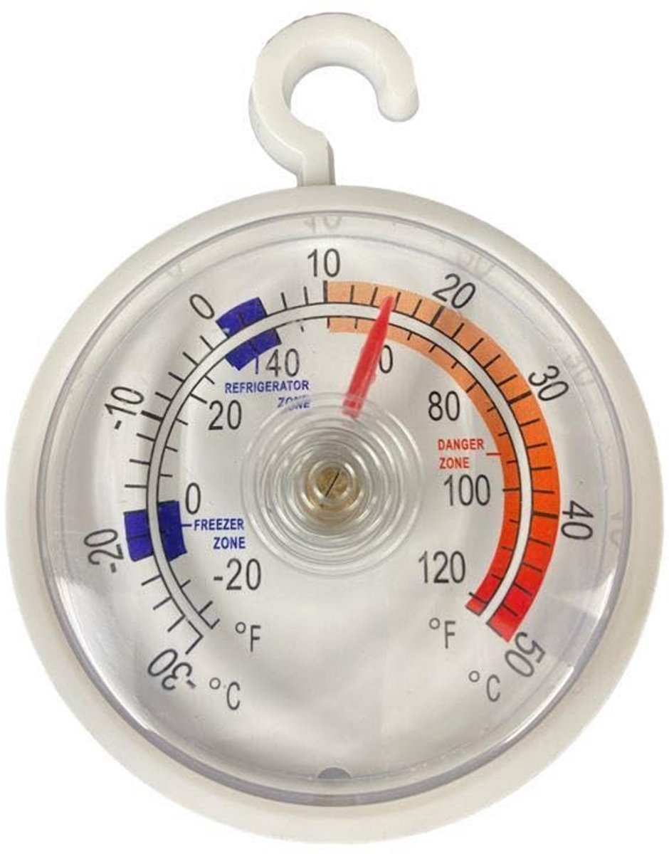 Koelkast en vriezer thermometer met grote wijzerplaat en kleurcodes - Nauwkeurige temperatuurmeting
