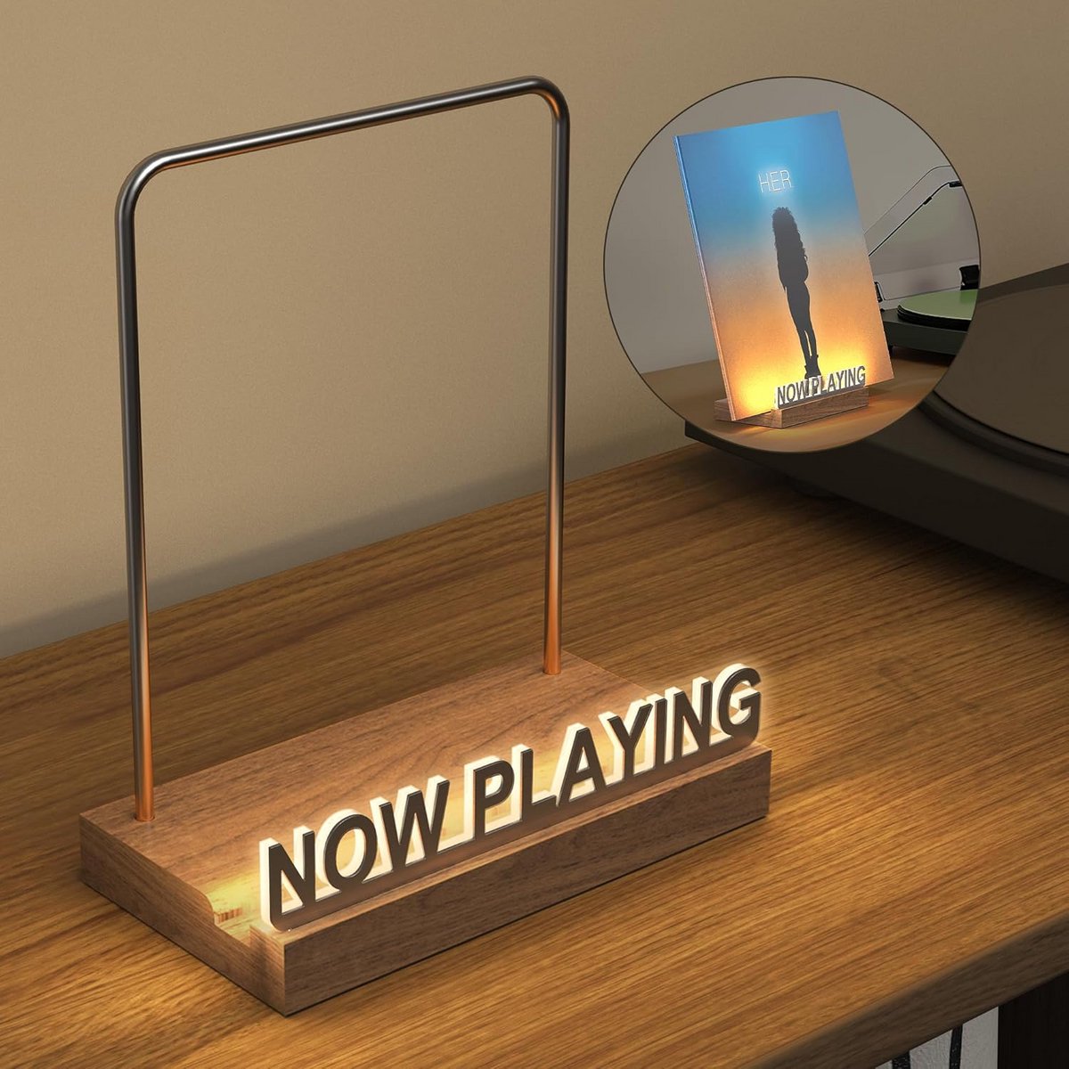 Luxe Vinyl Platenstandaard van Massief Hout voor Album Display en Opslag