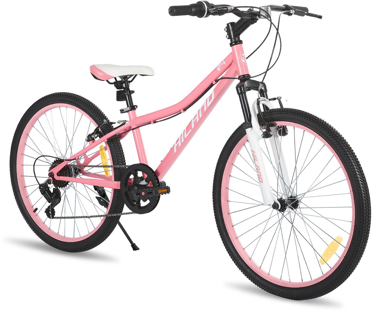 Hiland Climber 2.0 Tiener Forensen Stadsfiets - 24 inch - 7 versnellingen ​​- V-Brake - Roze - Geschikt voor buitenactiviteiten in de lente