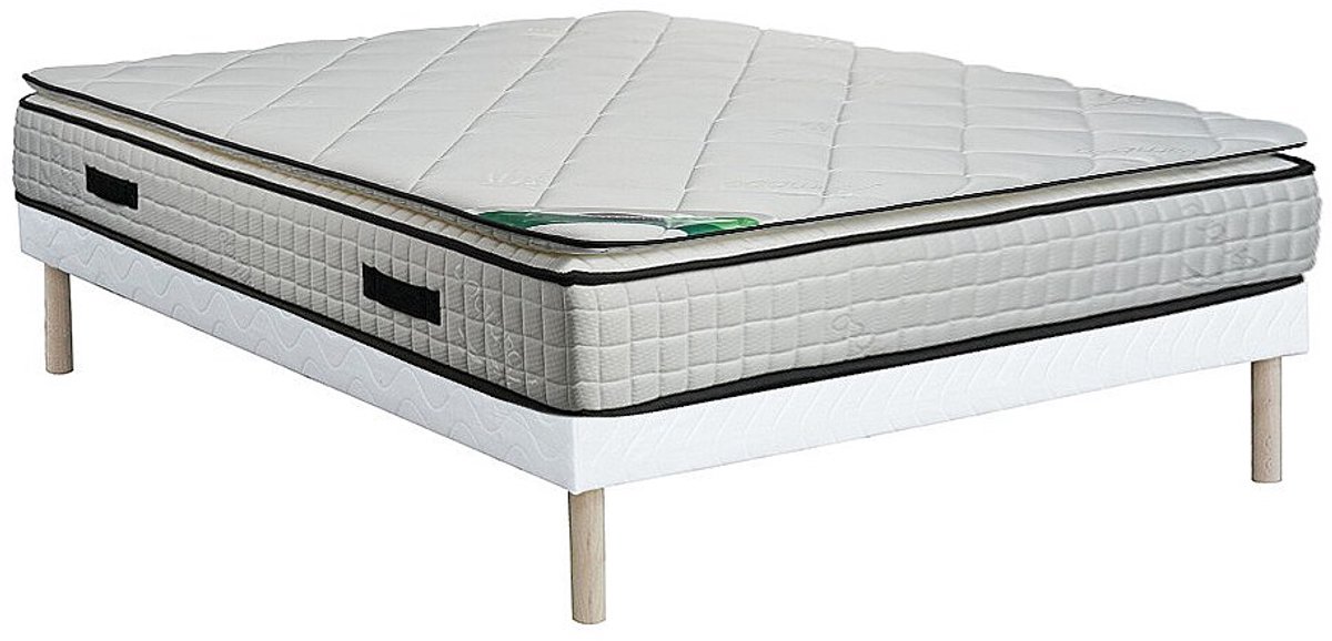 Vente-unique Set 140 x 190 cm gewatteerde bedbodem + matras van schuim en tijk van bamboe - ADANA van NATUREA