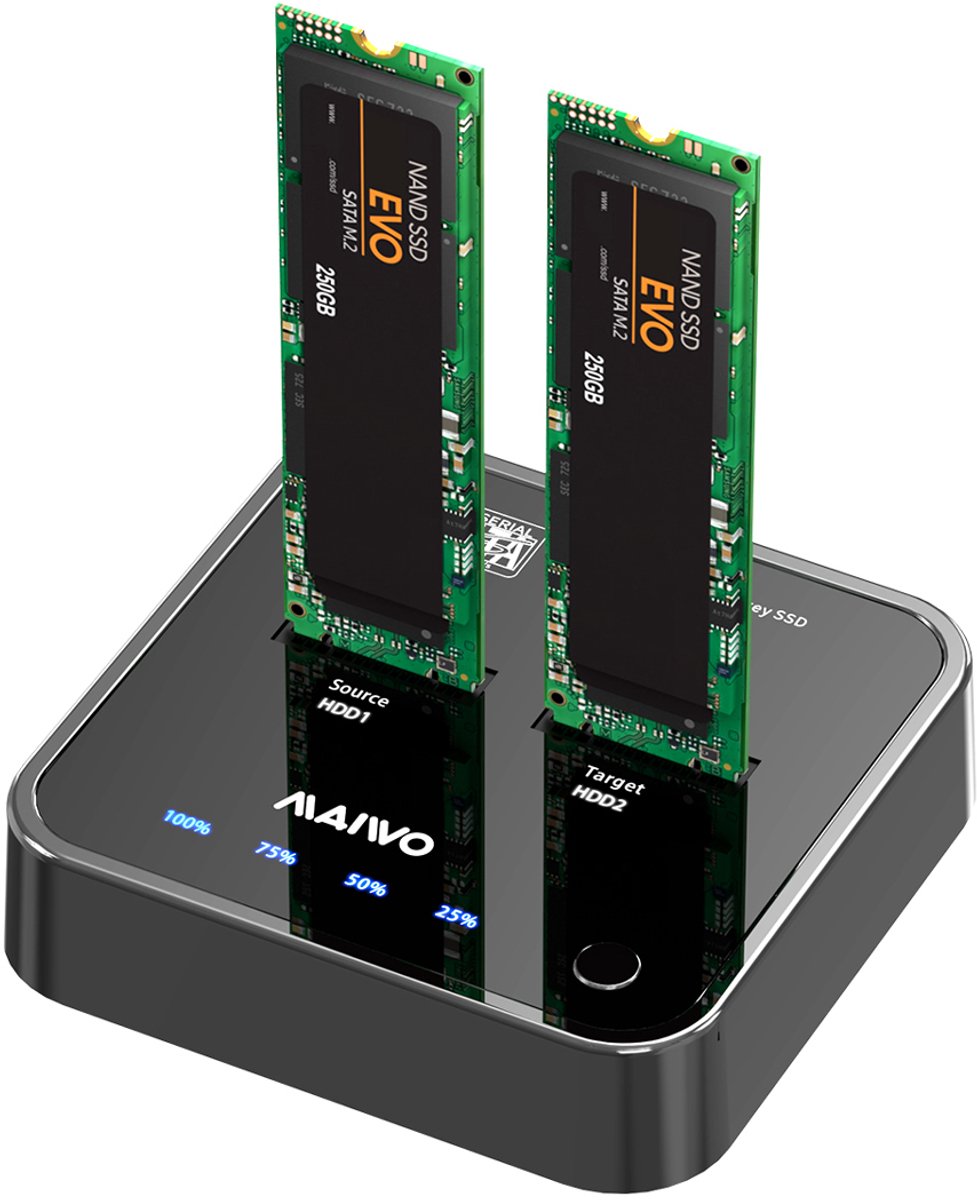 Maiwo K3016S Docking Station voor het klonen van M.2 SATA - SSD - B + M Key - Zwart
