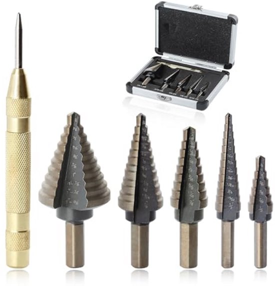 6-delige HSS titanium gecoate stapboorset met kegelboren, automatische