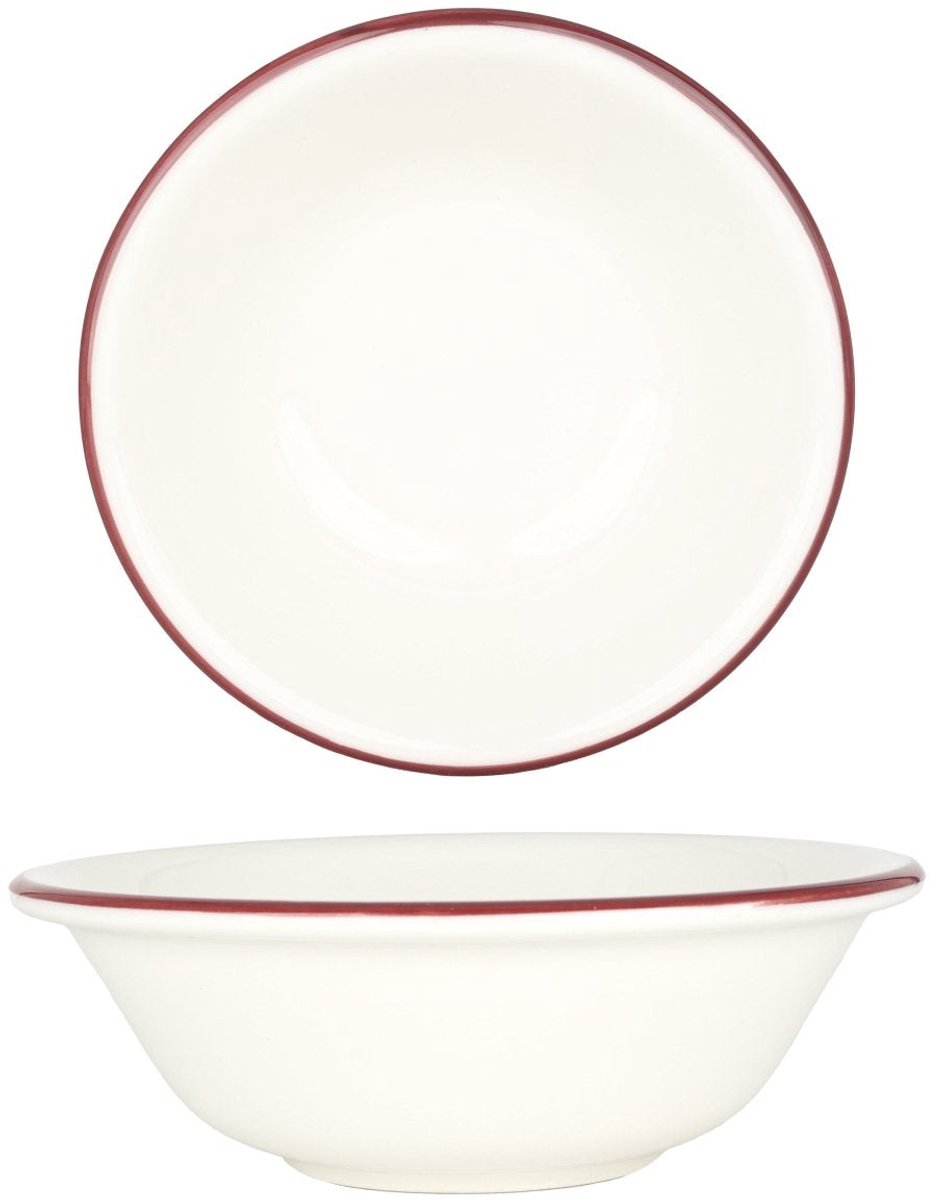 Bonna Kommetje - Linea Burgundy - Porselein - 16 cm (400cc) - set van 6
