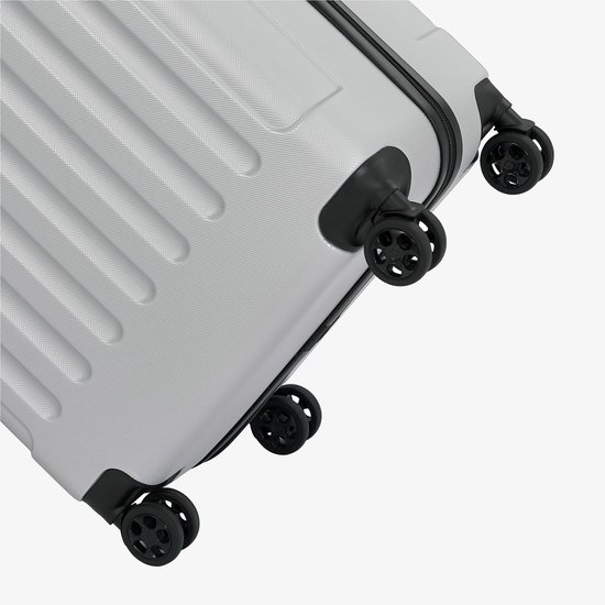 AREBOS Set De 4 Valises Rigides ABS S M L XL – Argent – Trolley 360° Avec Poignée Télescopique, Serrure TSA, Roulettes Silencieuses – Voyage Léger & Solide