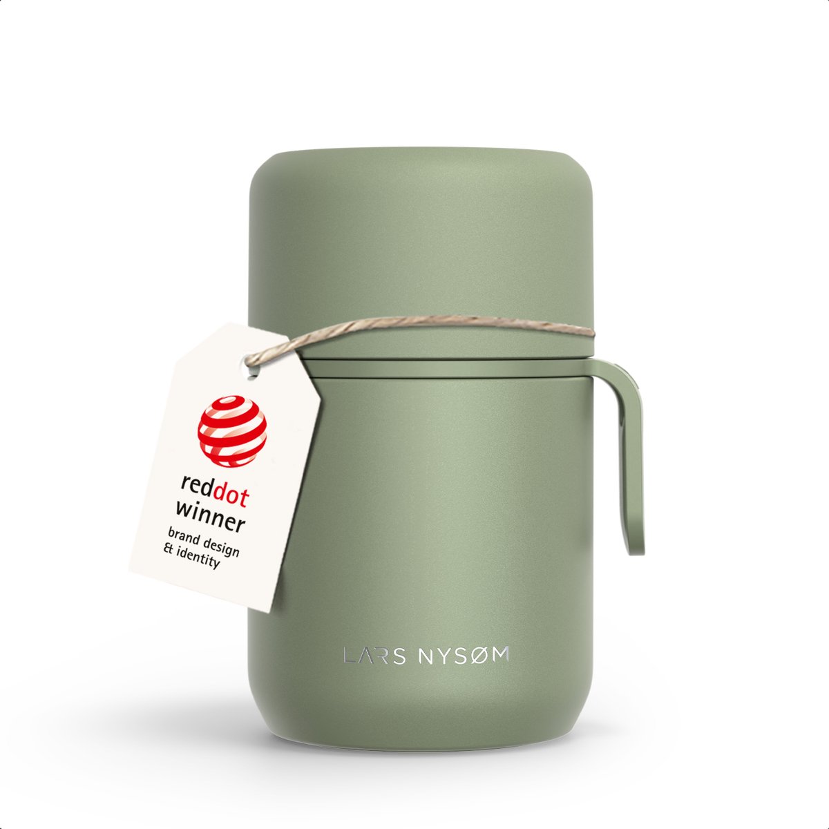 LARS NYSØM Vacuüm Geïsoleerde Voedselcontainer van Roestvrij Staal - Lekvrije Lunchpot voor Warme en Koude Gerechten, Brede Thermosbeker voor Soep, Werk & Reizen (Sage Green)