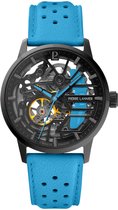 Pierre Lannier 145G866 - Horloge - Leer - Donkerblauw - 39 mm