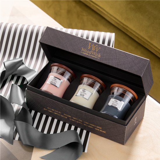 WoodWick Hourglass Geurkaars Deluxe Cadeauset - 3 Mini - Floral - 60 branduren