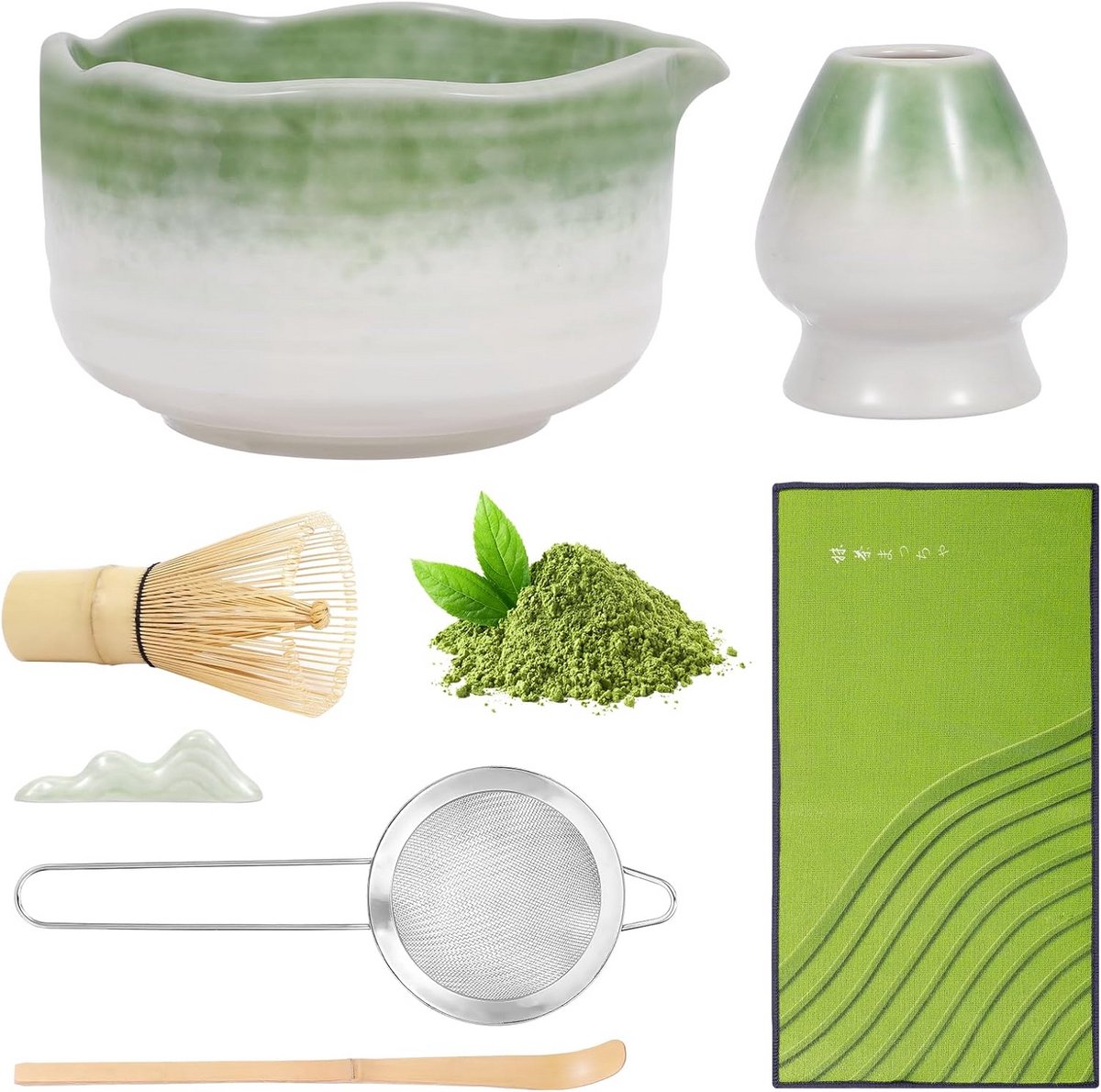 Compleet Matcha Set Japans Ceremonieel Gebruik Inclusief Kom, Garde en Accessoires