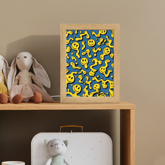 Nachtlampje 15x20 cm - Kinder lampje - Smileys - Geel - Blauw - Tafellamp kinderkamer - Slaapkamer lamp - Bedlamp kinderen - Kinderlampje stopcontact - Wandlamp babykamer - Nachtlampjes van Merkloos — afbeelding 3