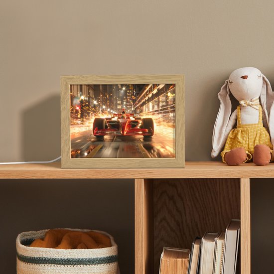 Nachtlampje 20x15 cm - Kinder lampje - Racen - Auto - Race - Goud - Jongens - Tafellamp kinderkamer - Slaapkamer lamp - Bedlamp kinderen - Kinderlampje stopcontact - Wandlamp babykamer - Nachtlampjes van Merkloos — afbeelding 3